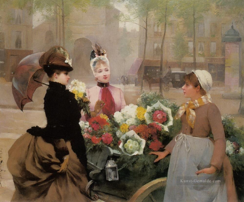 Schryver Louis Marie de Die Blumen Verkäufer 1886 Parisienne Ölgemälde